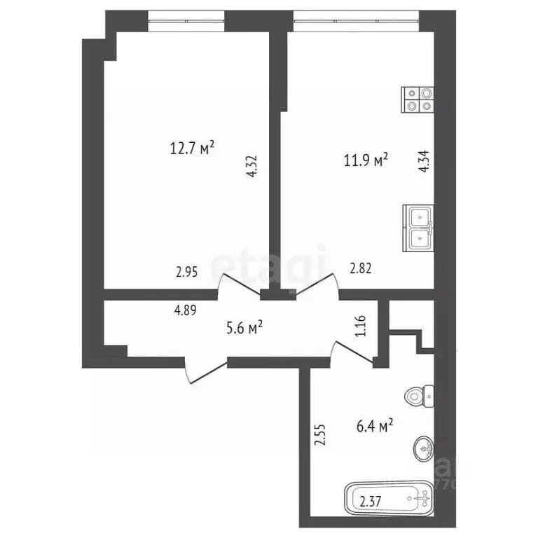 1-к кв. Ямало-Ненецкий АО, Новый Уренгой Строителей мкр, 7/2 (33.2 м) - Фото 2