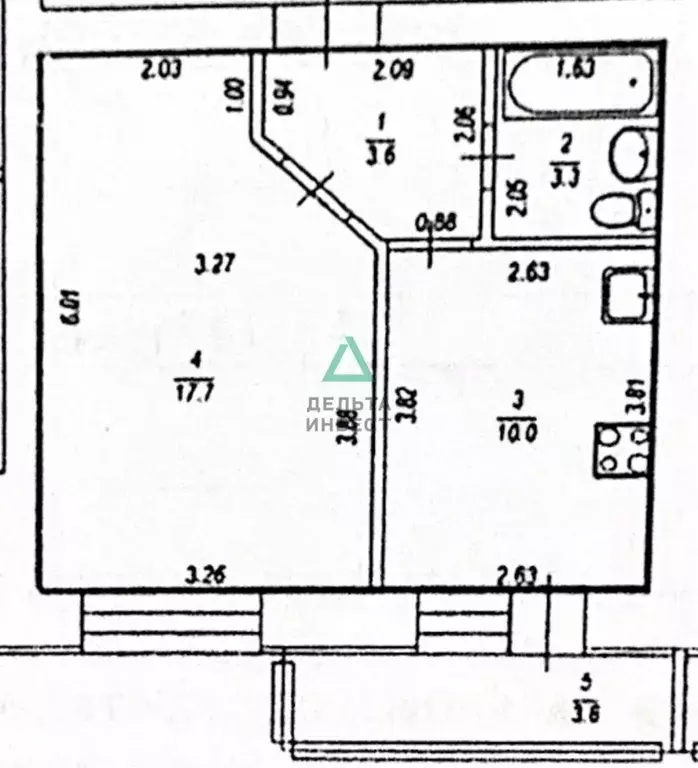 1-к кв. Башкортостан, Уфа Комсомольская ул., 106/1 (38.5 м) - Фото 2