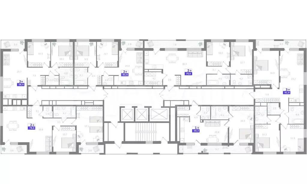 1-к. квартира, 58,3 м, 22/22 эт. - Фото 1