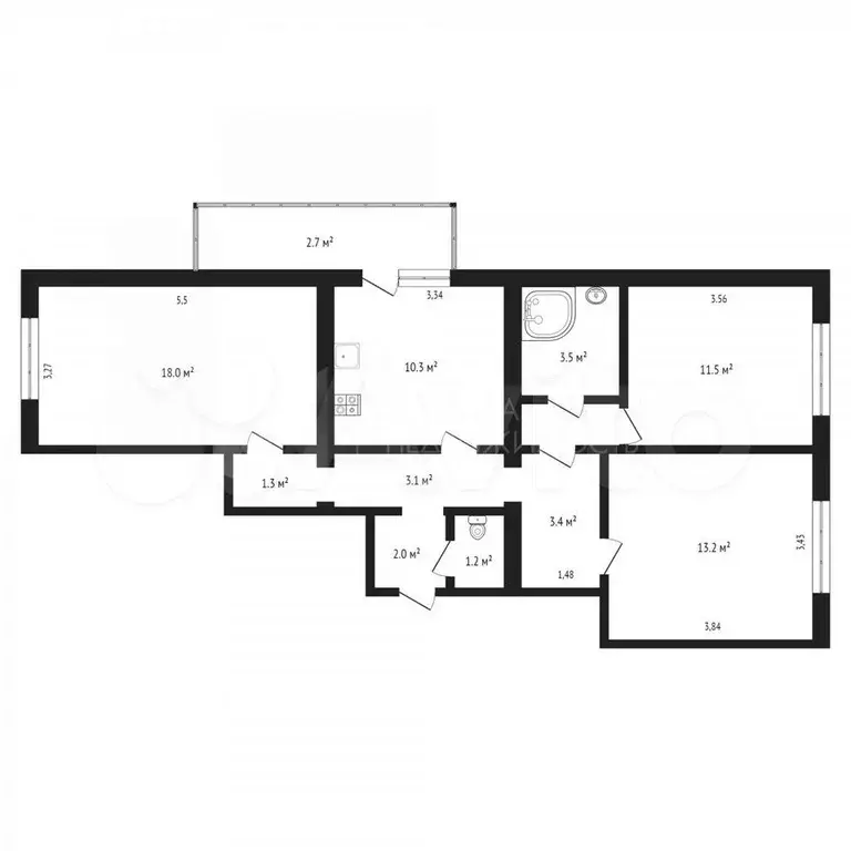 3-к. квартира, 70 м, 8/9 эт. - Фото 0