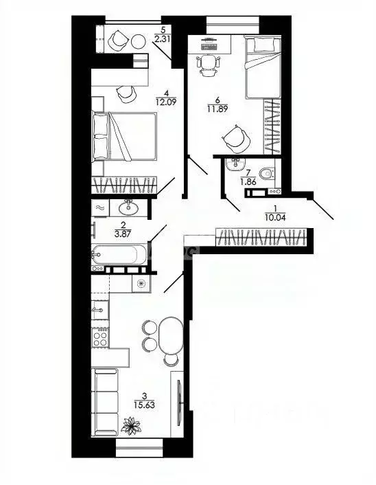 2-к кв. Липецкая область, Липецк ул. Е.И. Замятина, 1 (60.02 м) - Фото 0