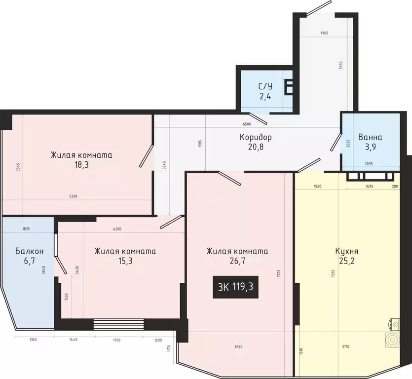 3-к кв. Ставропольский край, Ставрополь № 28 мкр,  (119.3 м) - Фото 1