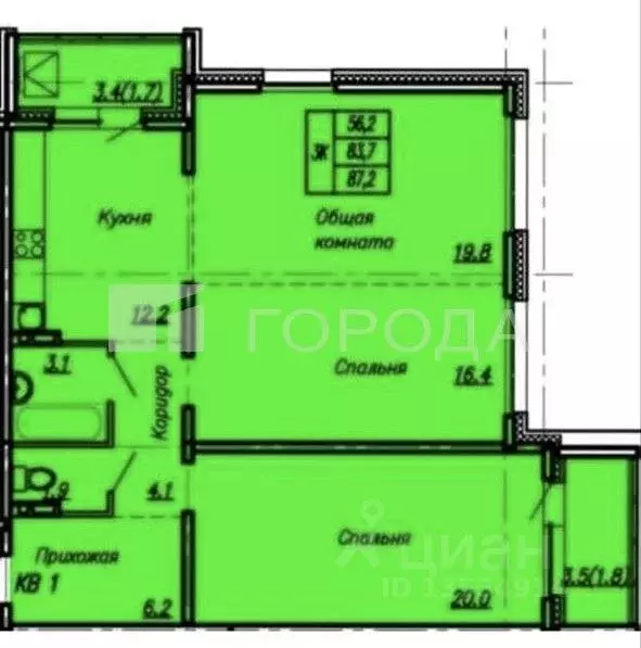 3-к кв. Алтайский край, Барнаул просп. Энергетиков, 24 (83.3 м) - Фото 2