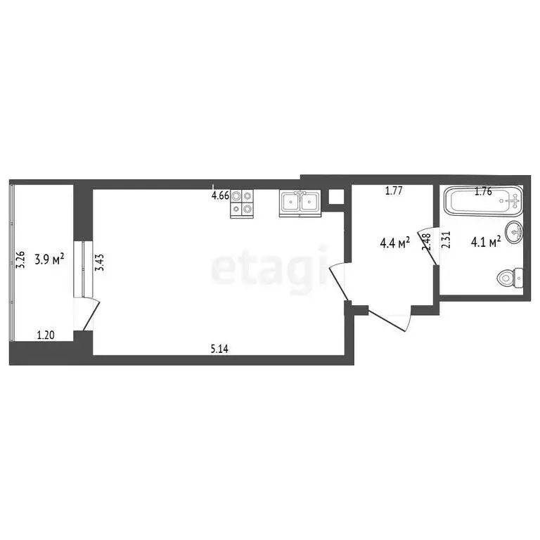 Квартира-студия: Тюмень, Интернациональная улица, 199к8 (25.9 м) - Фото 1