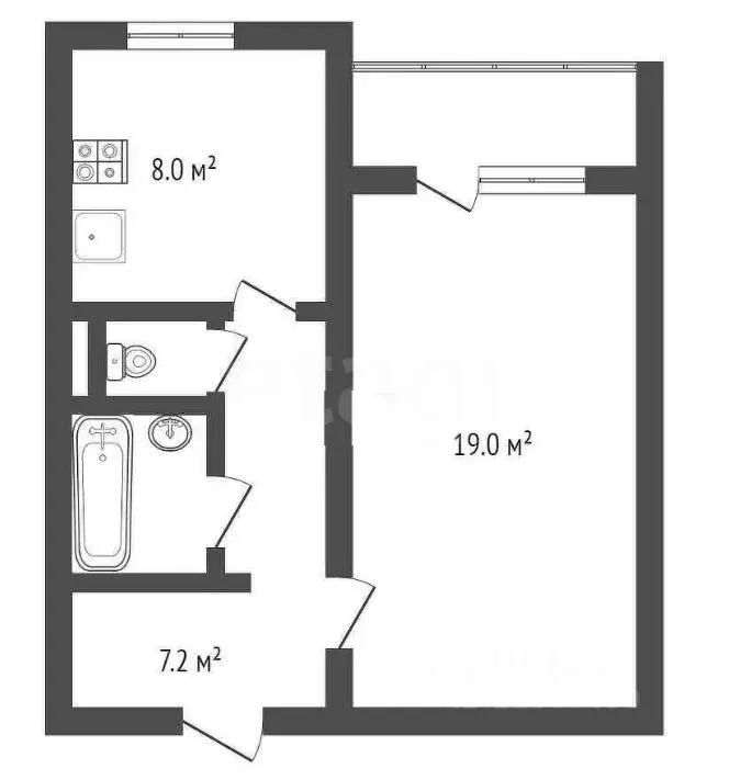 1-к кв. Воронежская область, Воронеж ул. Шишкова, 75 (38.0 м) - Фото 1