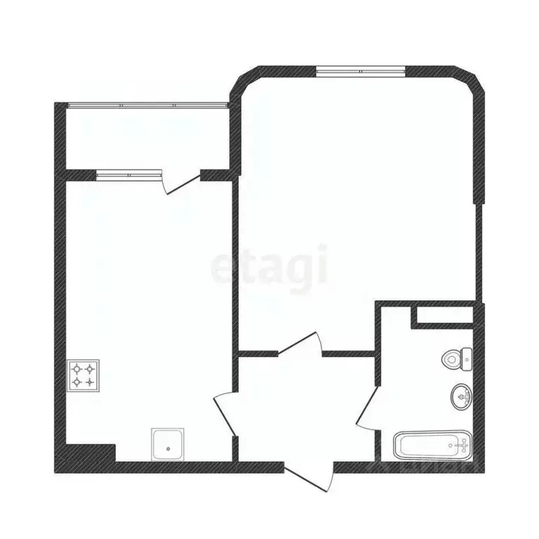 1-к кв. Белгородская область, Белгород ул. Калинина, 5 (38.0 м) - Фото 1