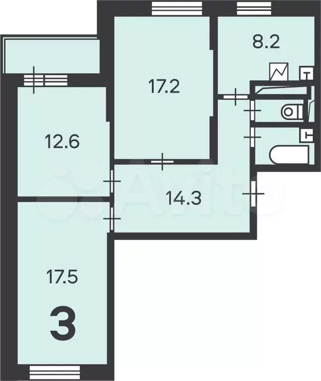 Аукцион: 3-к. квартира, 74,2 м, 6/20 эт. - Фото 0