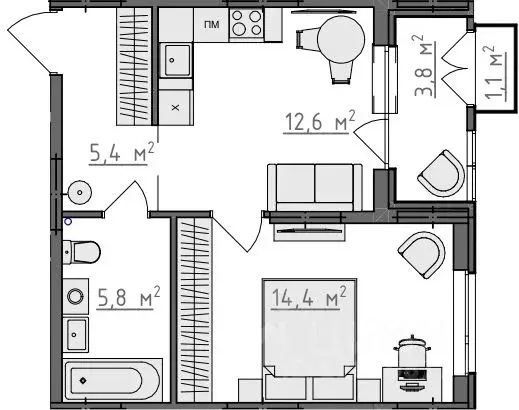 1-к кв. Владимирская область, Владимир Сновицы-Веризино мкр,  (40.43 ... - Фото 1