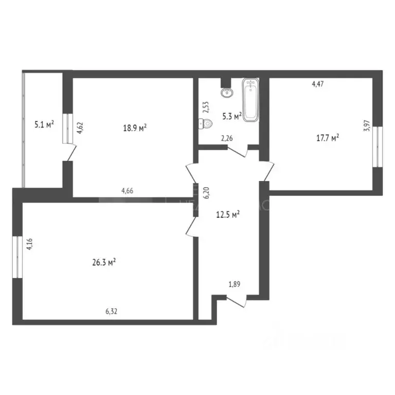 2-к кв. Тюменская область, Тюмень ул. Дружбы, 73к2 (82.0 м) - Фото 2