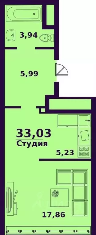 1-к кв. Ульяновская область, Ульяновск Верхняя Терраса мкр, Сиреневый ... - Фото 0