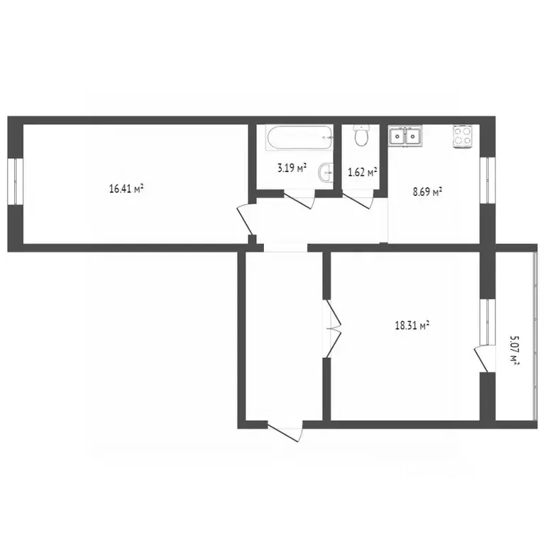 2-к кв. Челябинская область, Челябинск Комсомольский просп., 126 (54.9 ... - Фото 2