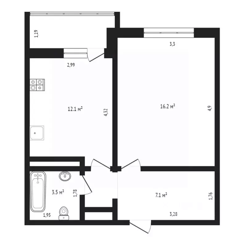 1-к кв. Тюменская область, Тюмень ул. Василия Подшибякина, 19 (36.6 м) - Фото 2