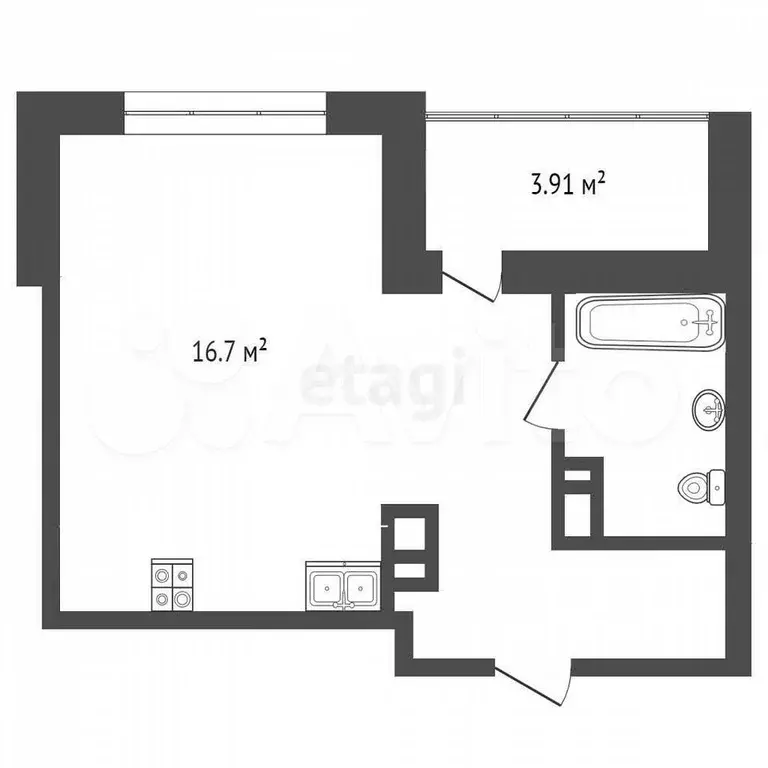Квартира-студия, 32,3 м, 4/17 эт. - Фото 0
