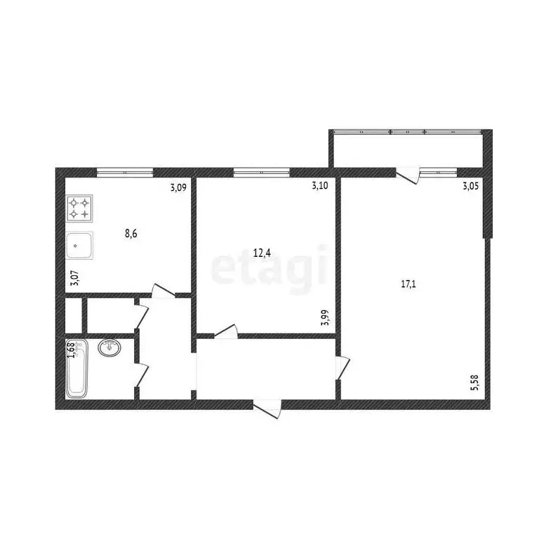 2-комнатная квартира: Златоуст, Чугуновская улица, 10 (50.2 м) - Фото 1
