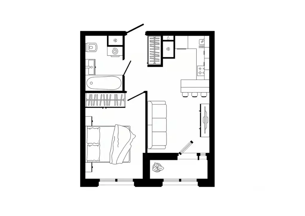 1-к кв. Тульская область, Тула ул. Седова, 26к3 (37.7 м) - Фото 0