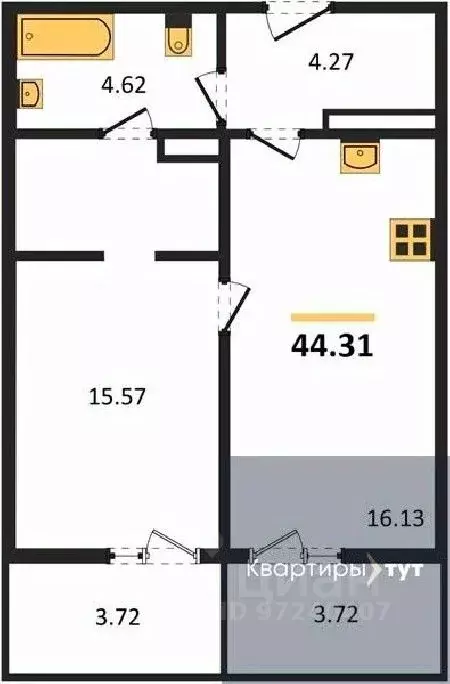 1-к кв. Воронежская область, Воронеж Краснознаменная ул., 72 (44.2 м) - Фото 0