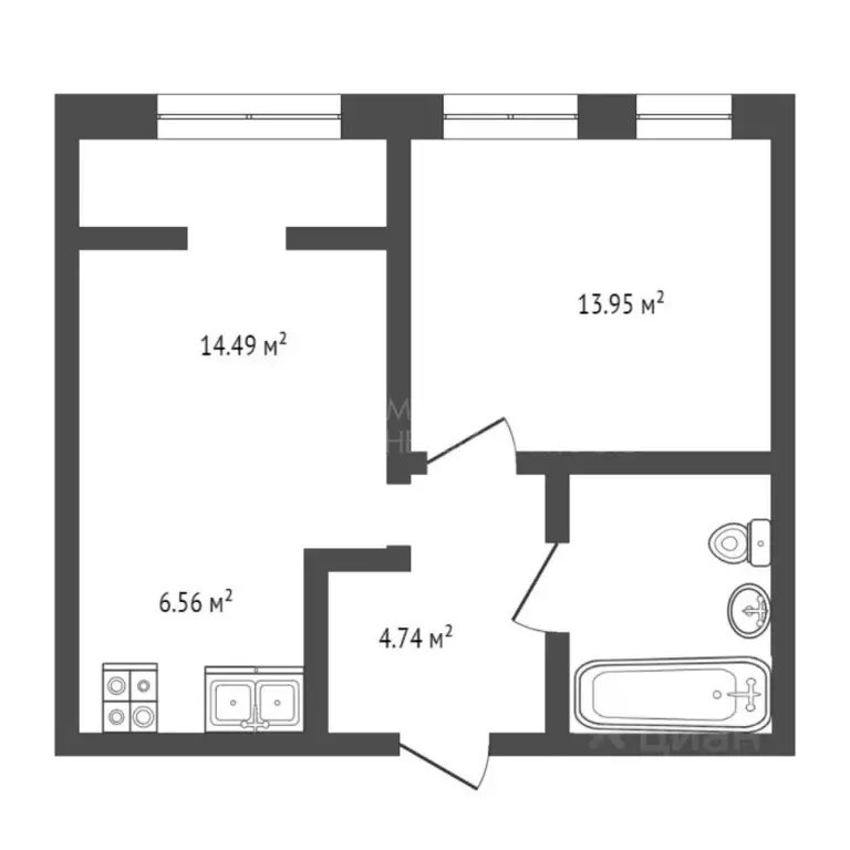 1-к кв. Тюменская область, Тюмень ул. Тимофея Чаркова, 91 (44.0 м) - Фото 1