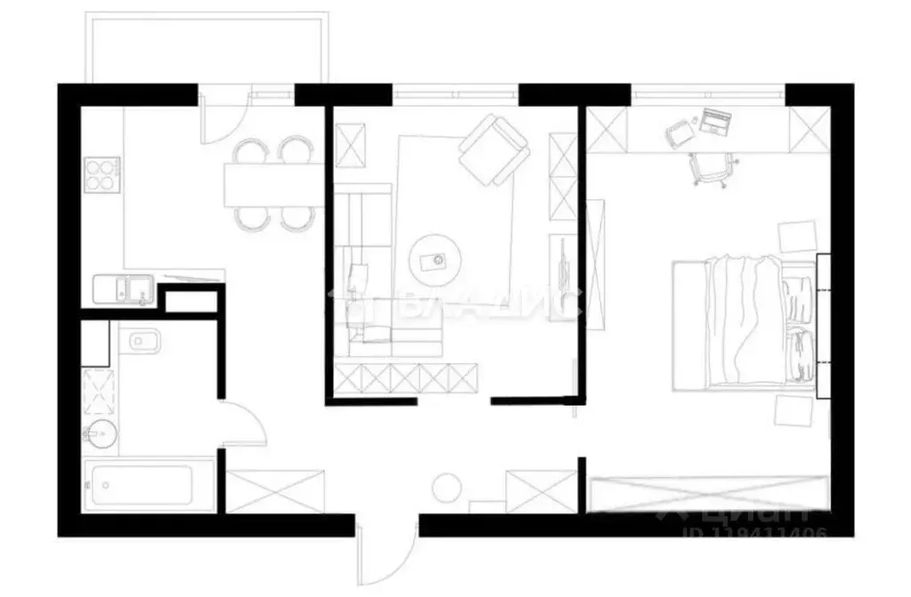 2-к кв. Тульская область, Тула городской округ, пос. Молодежный ул. ... - Фото 2