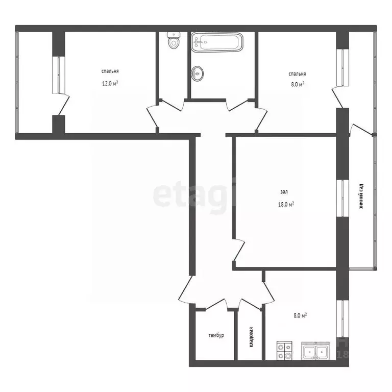 3-к кв. Ростовская область, Таганрог ул. Сергея Лазо, 5-3 (54.7 м) - Фото 2