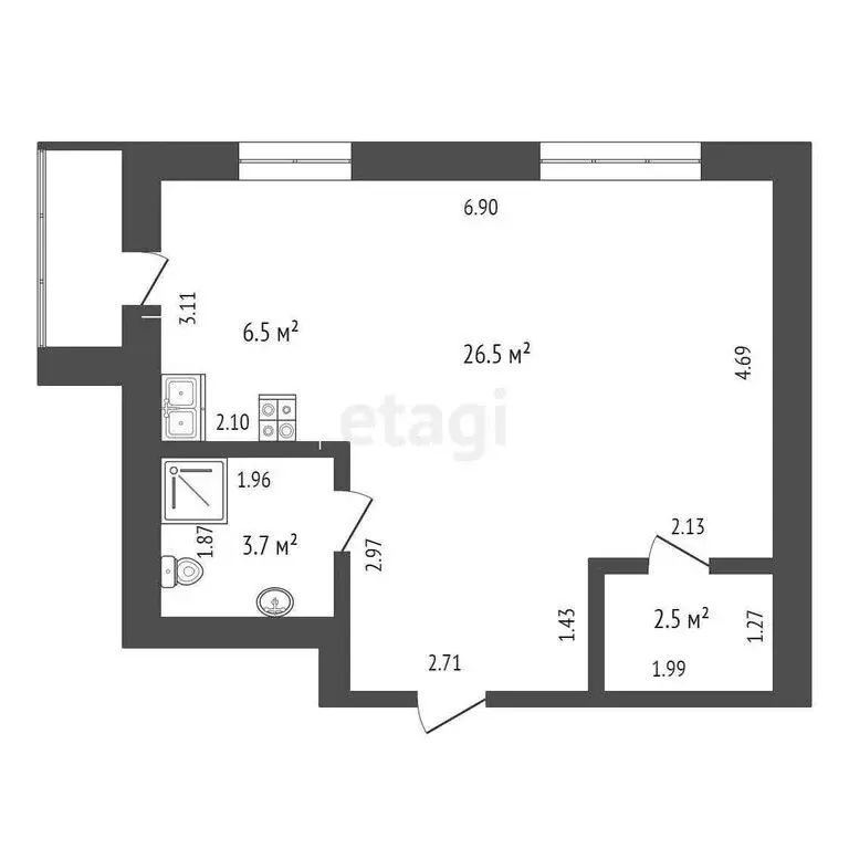 1-комнатная квартира: Чита, микрорайон Царский, 11 (39.2 м) - Фото 0