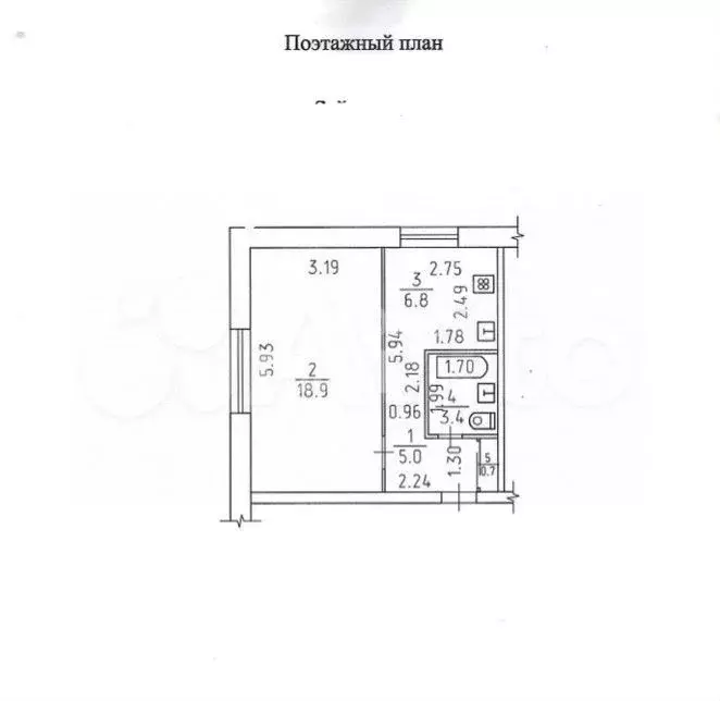 1-к. квартира, 35 м, 2/3 эт. - Фото 0
