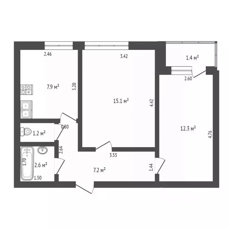 2-к кв. Мордовия, Саранск ул. Воинова, 17 (46.3 м) - Фото 1