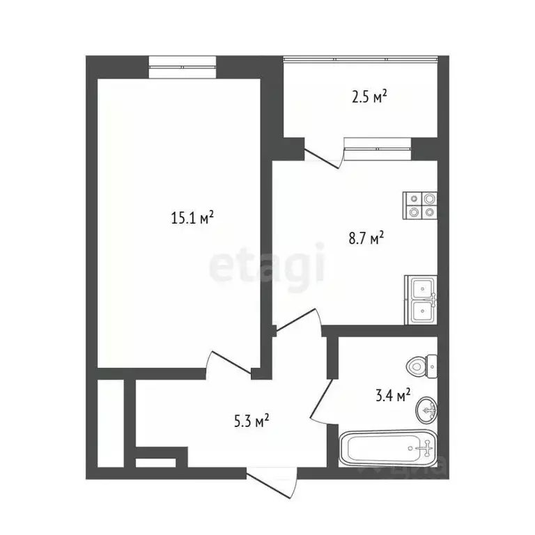 1-к кв. Тюменская область, Тюмень ул. Ветеранов Труда, 9А (32.7 м) - Фото 2