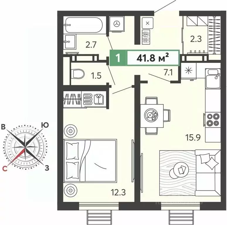 1-к кв. Пензенская область, Пензенский район, Засечный сельсовет, с. ... - Фото 1