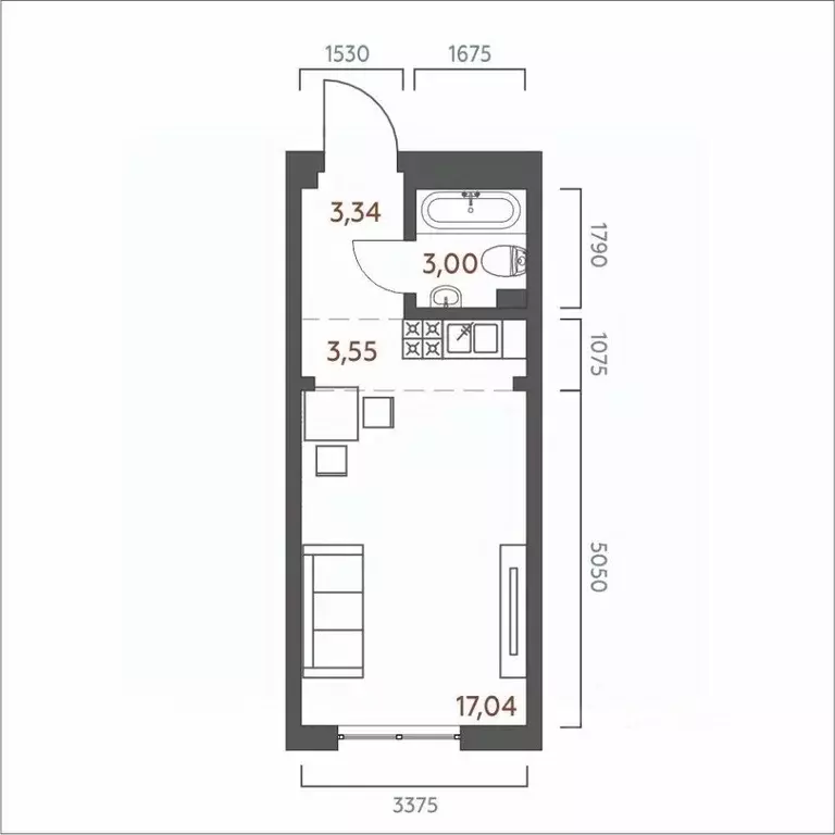 Студия Иркутская область, Иркутск ул. 6-я Советская, 2 (26.93 м) - Фото 0