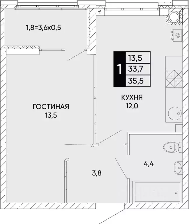 1-к кв. Ростовская область, Ростов-на-Дону Левобережье жилой комплекс ... - Фото 0