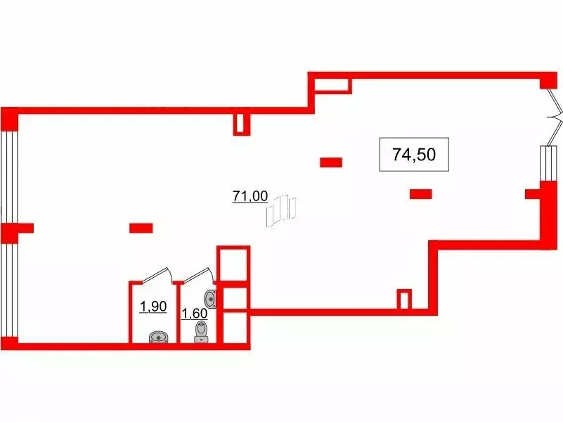 Помещение свободного назначения (74.5 м) - Фото 1