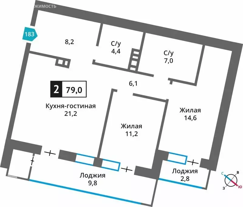 2-комнатная квартира: Московская область, городской округ Красногорск, ... - Фото 2