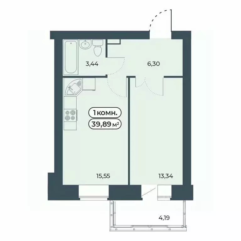 1-к кв. Красноярский край, Красноярск ул. Светлова, 25/1 (39.89 м) - Фото 1