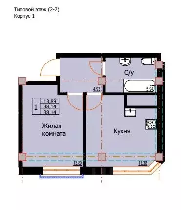 1-к кв. Ставропольский край, Ессентуки  (38.14 м) - Фото 0
