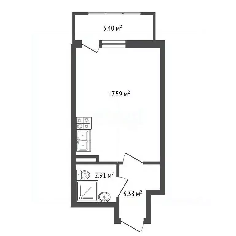 Студия Санкт-Петербург Планерная ул., 87к1 (27.28 м) - Фото 1