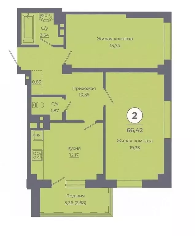 2-к кв. Ростовская область, Ростов-на-Дону ул. Жданова, 31 (65.7 м) - Фото 1