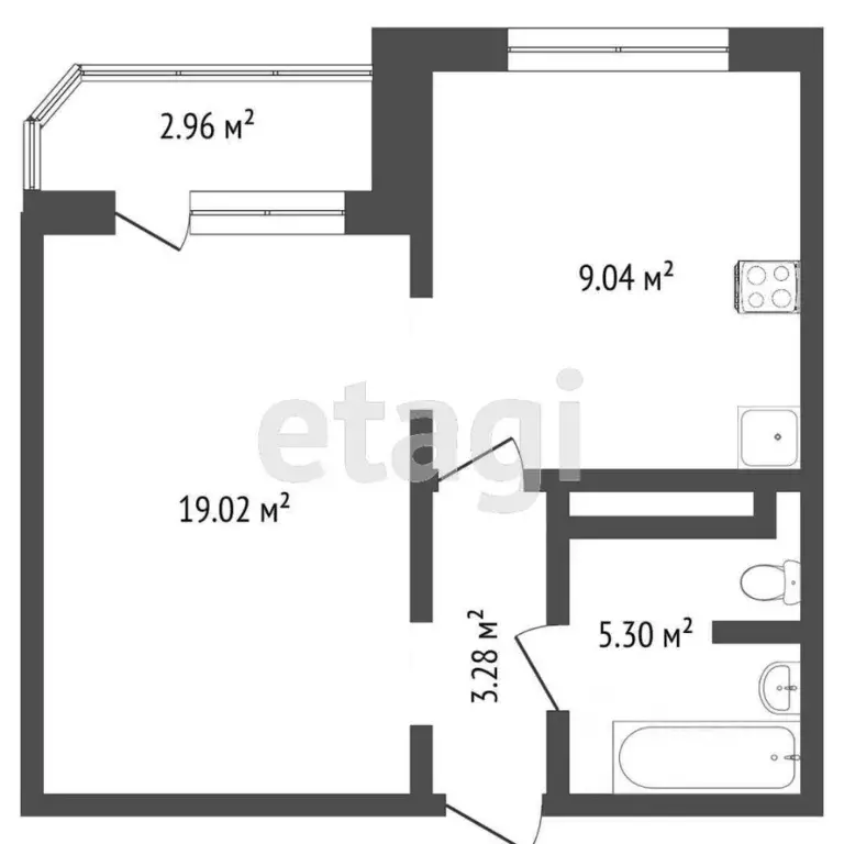 1-к кв. Тюменская область, Тюмень ул. Федюнинского, 54 (37.3 м) - Фото 2