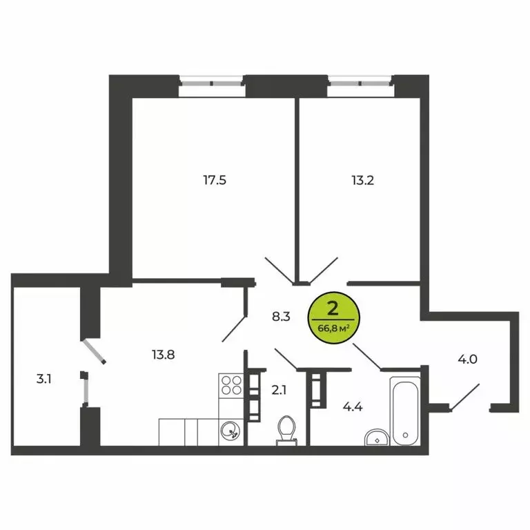 2-комнатная квартира: Свень, Соборная улица, 24 (66.8 м) - Фото 0