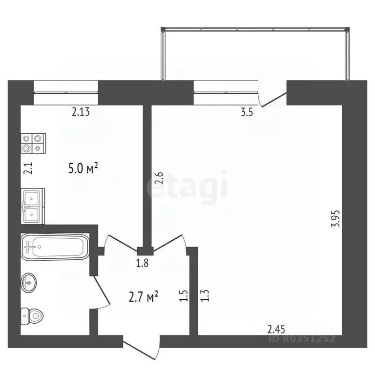 1-к кв. Ставропольский край, Пятигорск ул. Кочубея (22.2 м) - Фото 1