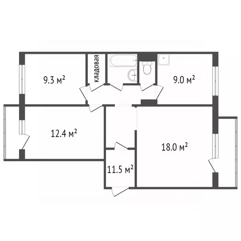 3-к кв. Красноярский край, Красноярск ул. Гусарова, 11 (61.6 м) - Фото 2