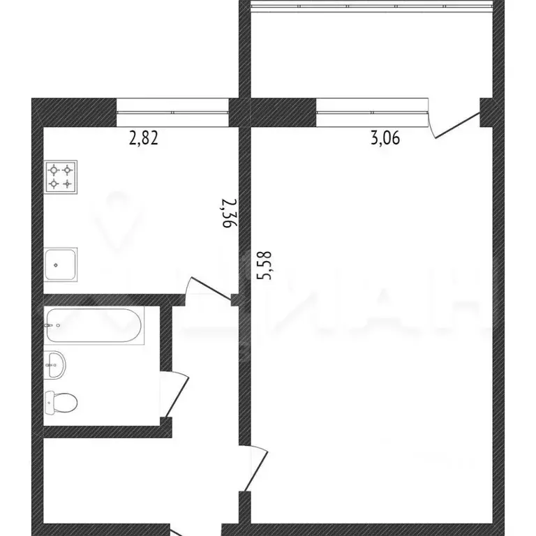 1-к кв. Орловская область, Орел Октябрьская ул., 47Б (32.0 м) - Фото 1