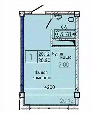 Студия Ставропольский край, Пятигорск ул. Ермолова, 28А (28.9 м) - Фото 1