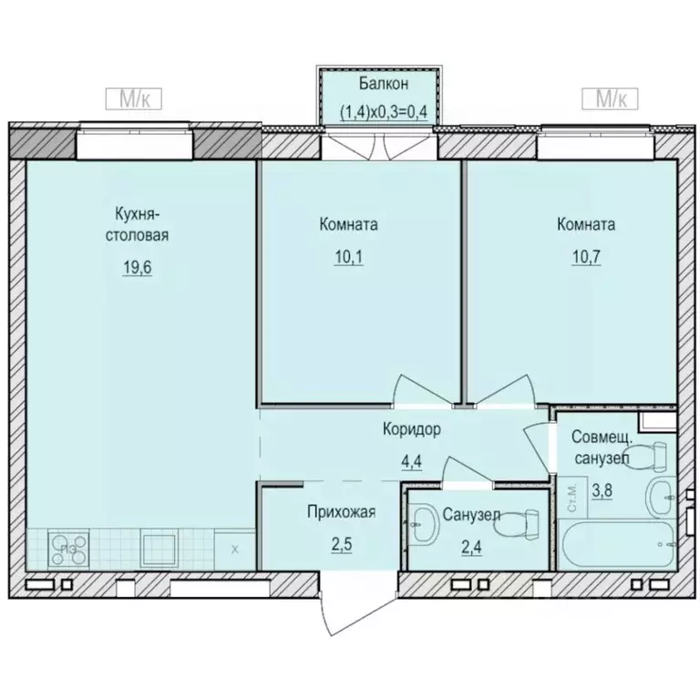 2-к кв. Удмуртия, Завьяловский район, с. Первомайский Санвилл жилой ... - Фото 1