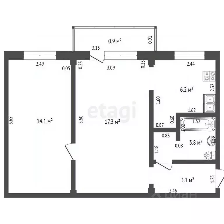 2-к кв. Забайкальский край, Чита Белорусская ул., 11А (45.4 м) - Фото 1