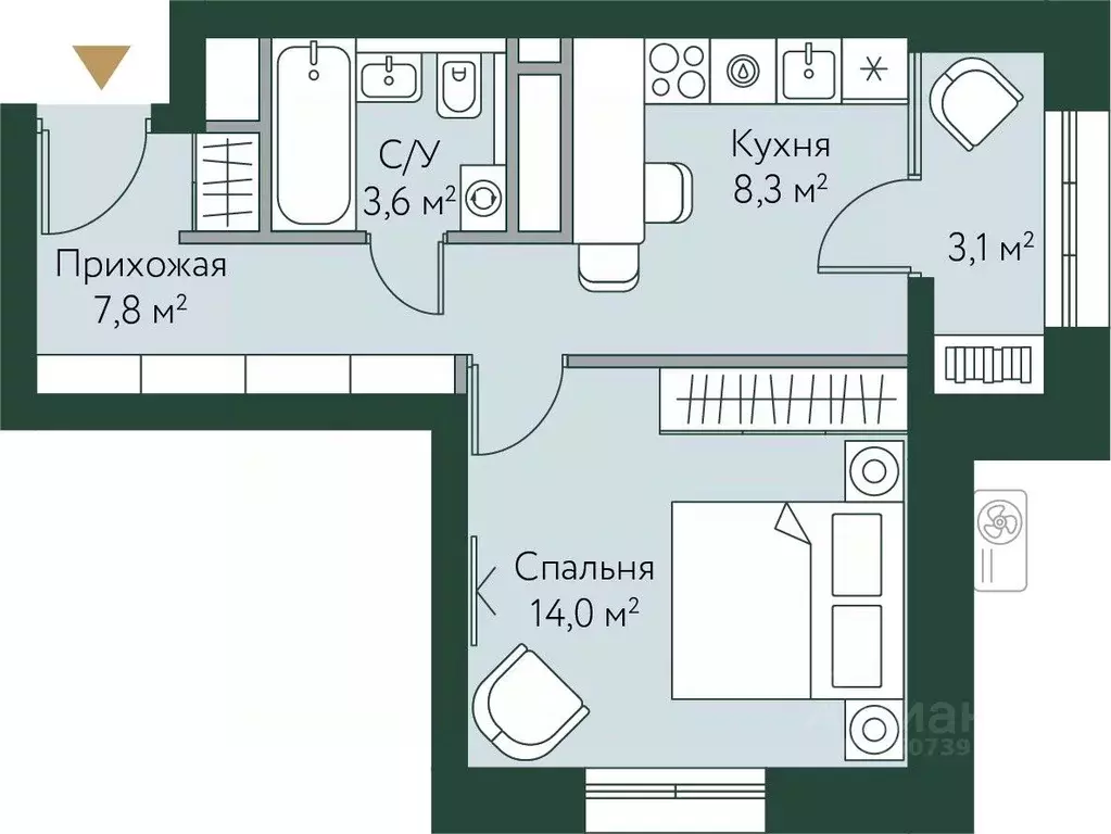 1-к кв. Волгоградская область, Волгоград Новосибирская ул., 74 (36.8 ... - Фото 0