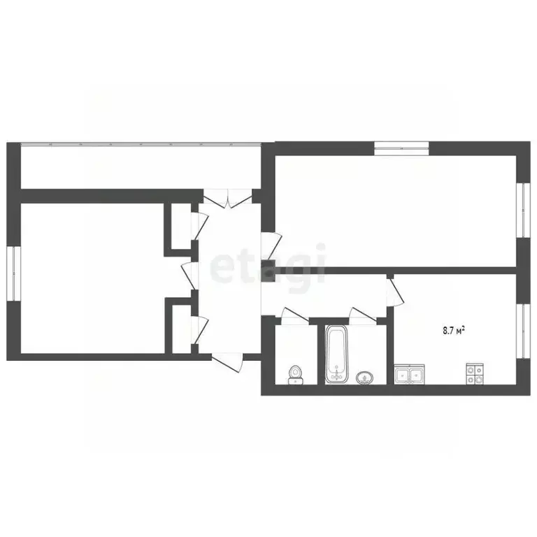 2-к кв. Крым, Евпатория городской округ, Мирный пгт ул. Сырникова, 18А ... - Фото 2