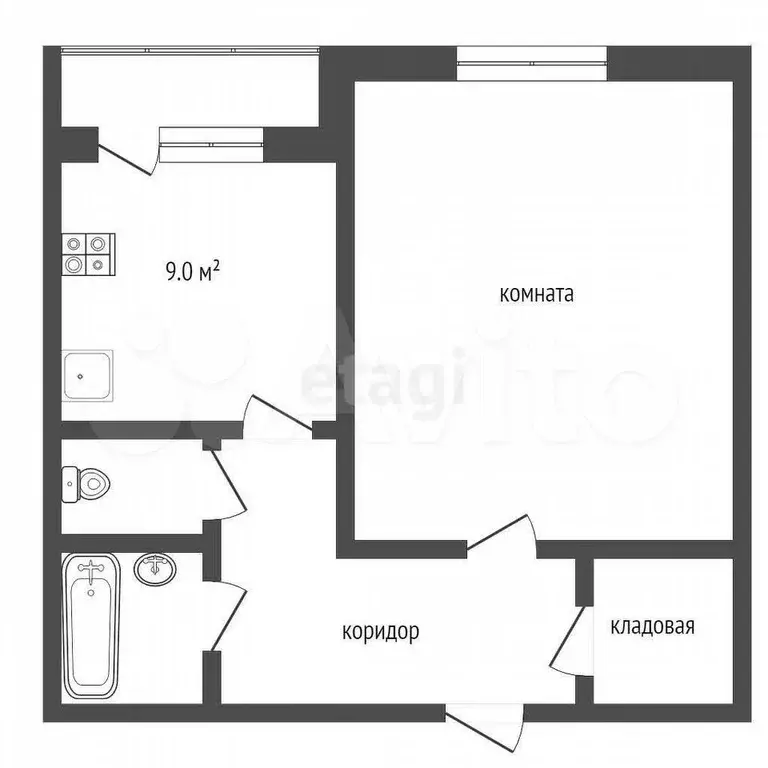 1-к. квартира, 42,5 м, 5/5 эт. - Фото 0