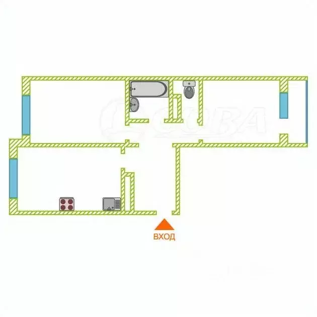 2-к кв. Тюменская область, Тюмень ул. Василия Подшибякина, 21 (57.3 м) - Фото 2