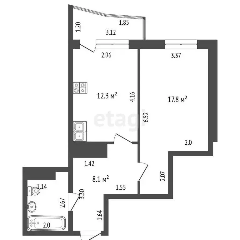 1-комнатная квартира: Дмитров, улица Архитектора В.В. Белоброва, 11 ... - Фото 1