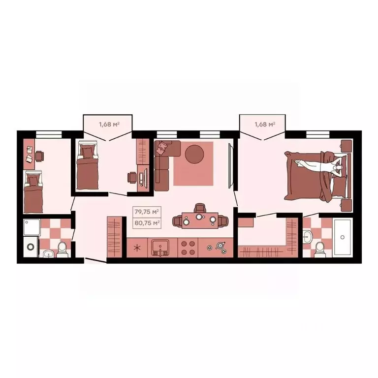 2-к кв. Приморский край, Владивосток Главная ул. (80.75 м) - Фото 1